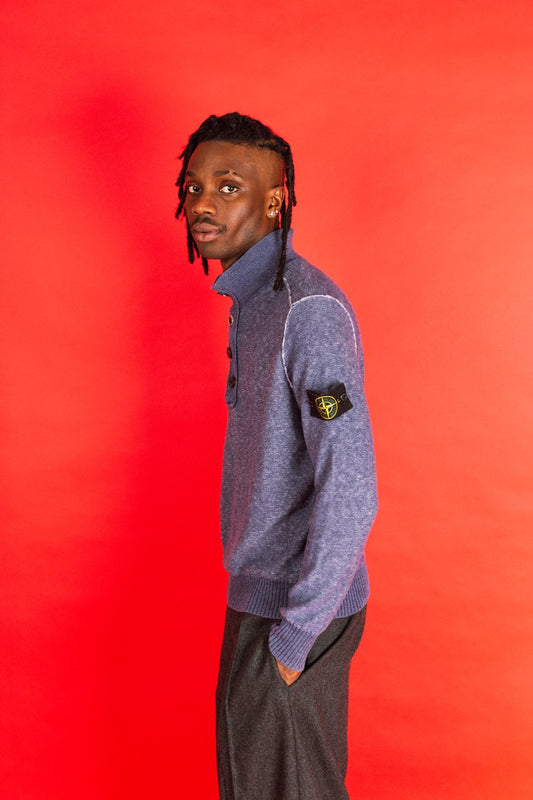 S/S 2012 Stone Island Blue Melange Cotton Knit Sweater