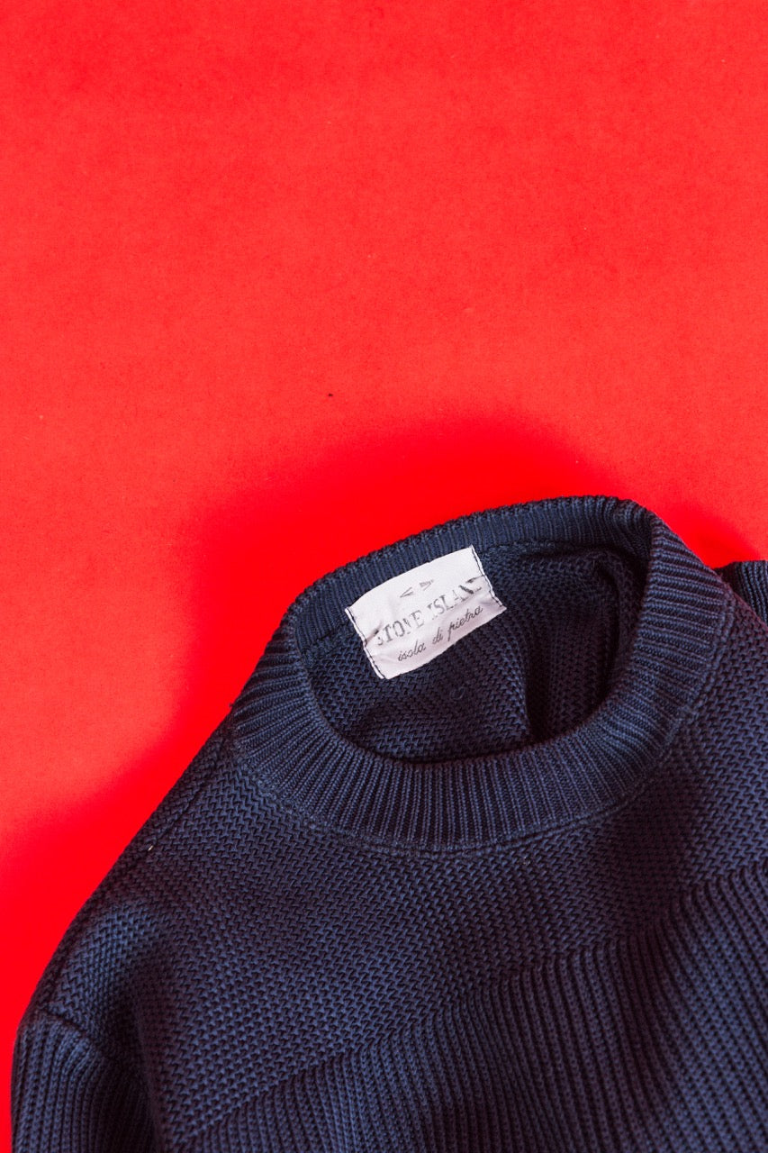 A/W 1983 Stone Island Fisherman Knit Cotton Crewneck Sweater