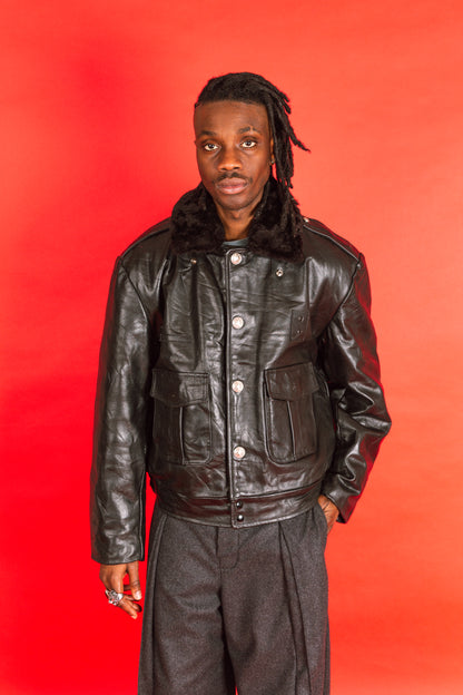 1980s Harley Davidson Black Leather Flight Jacket