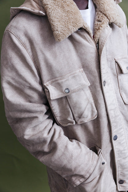 A/W 2003 C.P. Company Moleskin Beige Sherpa Lined Parka