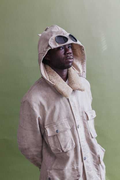 A/W 2003 C.P. Company Moleskin Beige Sherpa Lined Parka
