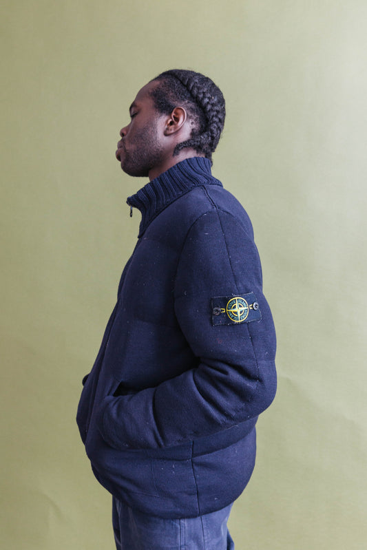 A/W 2015 Stone Island Navy Quilted Knit Down Jacket