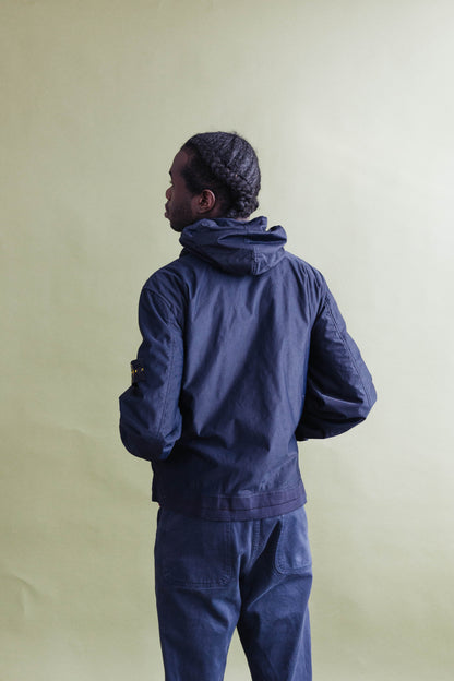 A/W 2001 Stone Island Navy Grid Hooded Two-Pocket Jacket