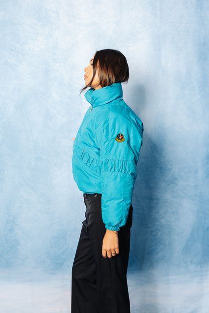 Moncler Vintage Ski Electric Blue Cropped Puffer Jacket