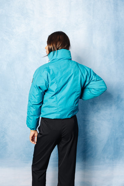 Moncler Vintage Ski Electric Blue Cropped Puffer Jacket