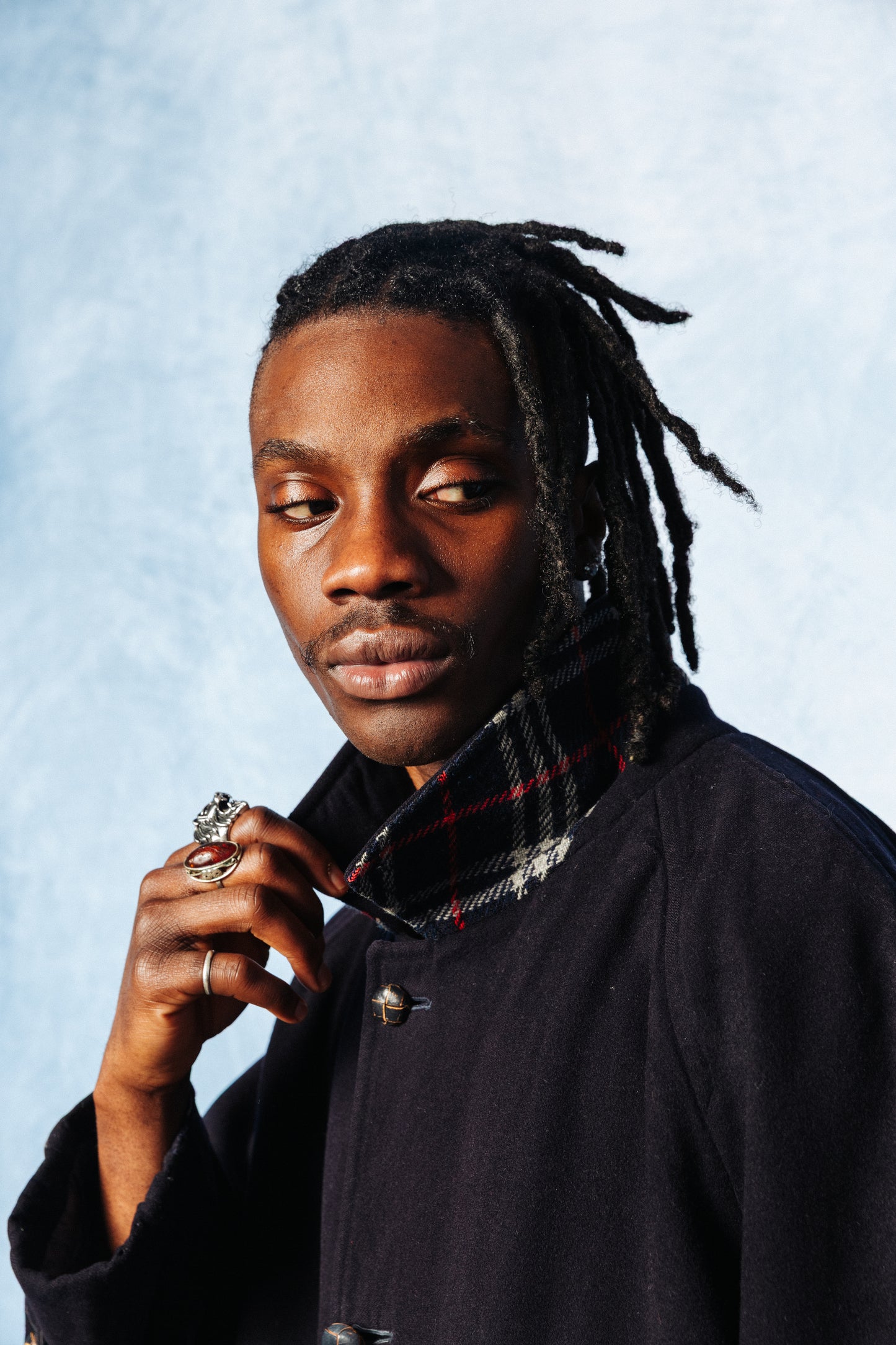 Burberry Navy Nova Check Wool Garden Coat