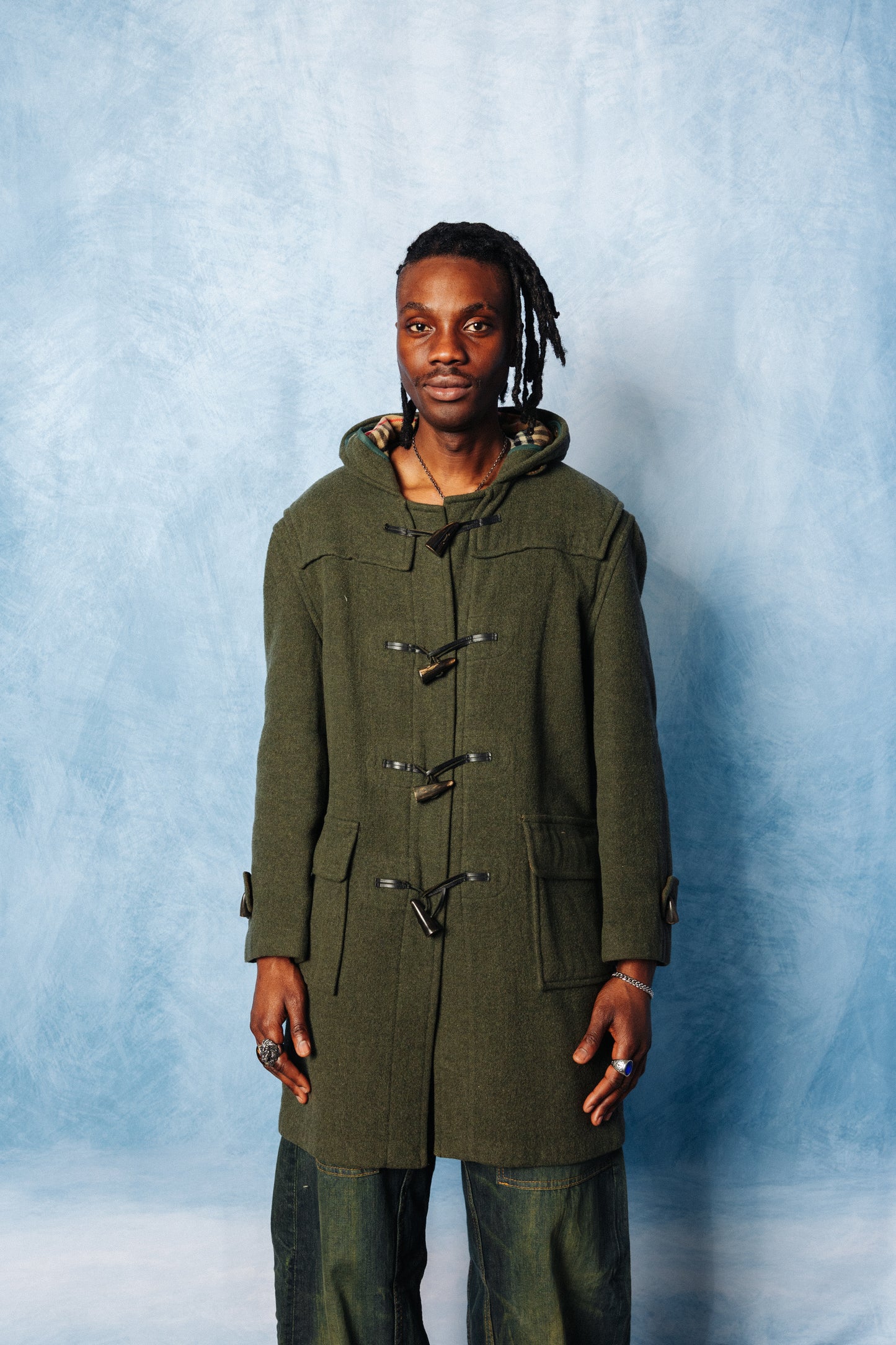 Burberry Green Nova Check Lined Duffle Coat