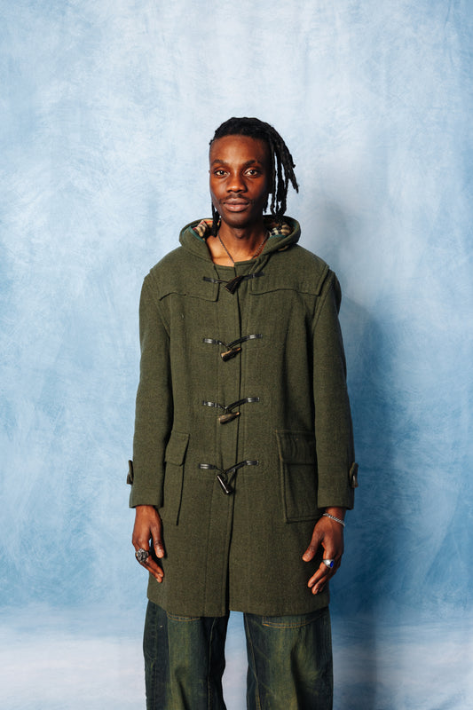 Burberry Green Nova Check Lined Duffle Coat