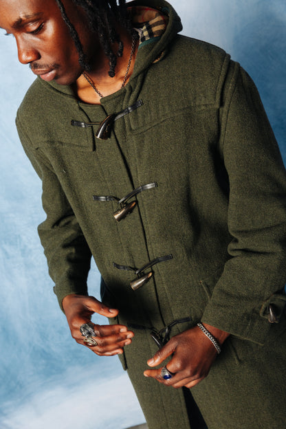 Burberry Green Nova Check Lined Duffle Coat