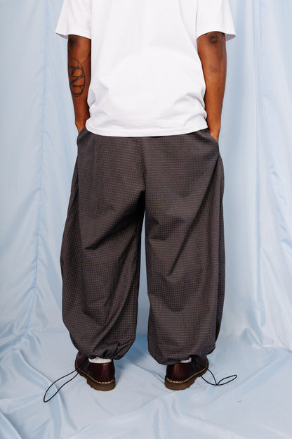 VT Rework: Blue Plaid Oversized Balloon Tech Trousers