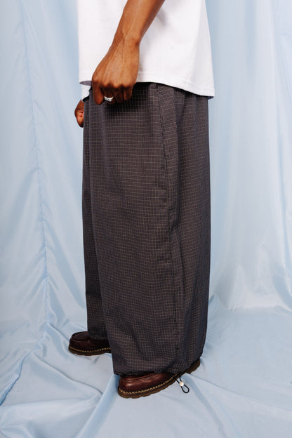 VT Rework: Blue Plaid Oversized Balloon Tech Trousers