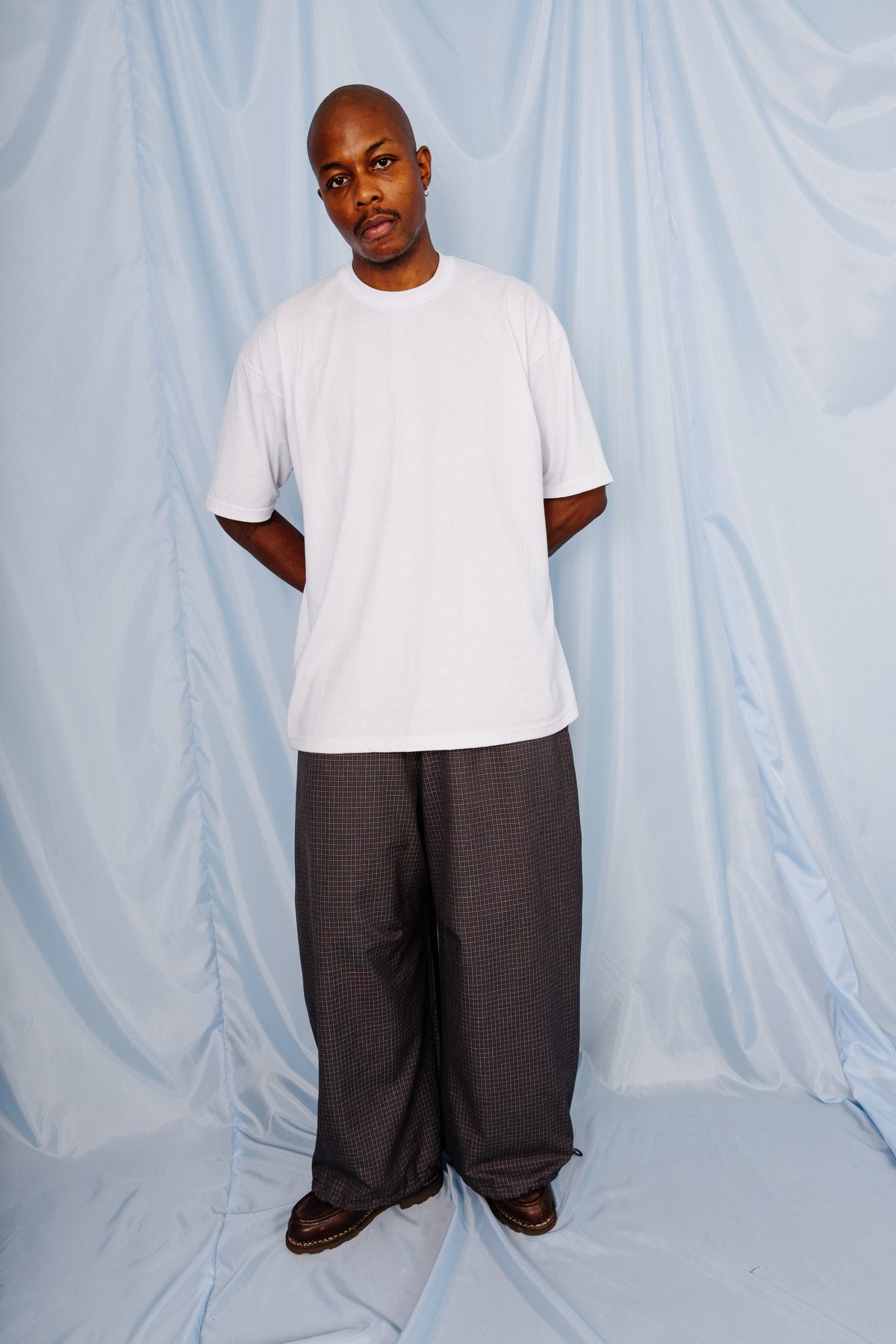 VT Rework: Blue Plaid Oversized Balloon Tech Trousers