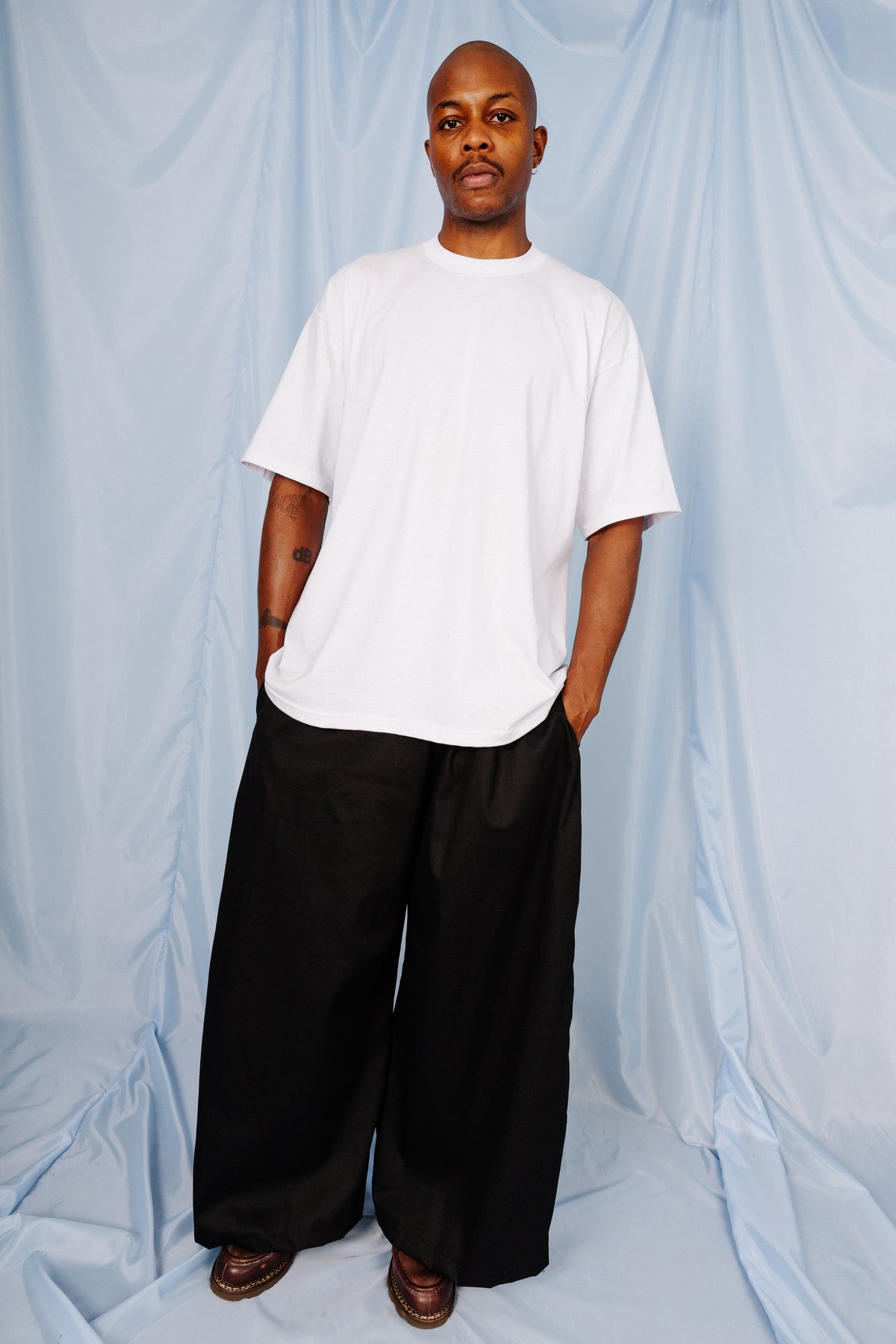 VT Rework: Oversized Cotton Twill Black Balloon Trousers