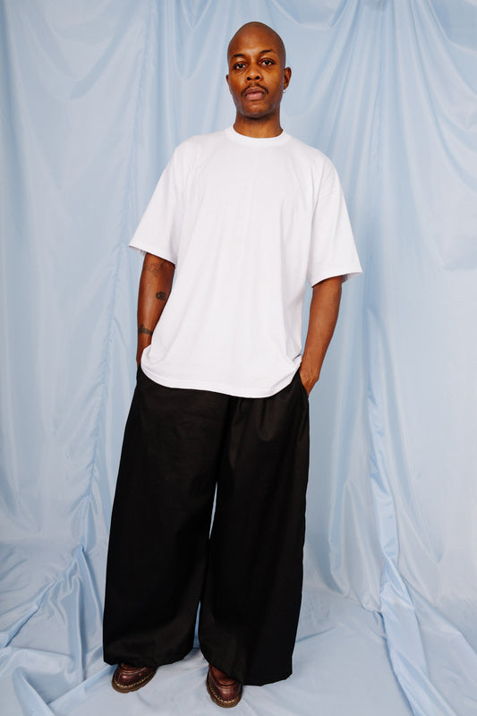 VT Rework: Oversized Cotton Twill Black Balloon Trousers