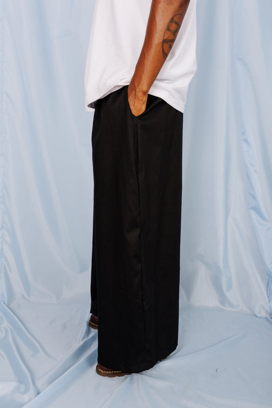VT Rework: Oversized Cotton Twill Black Balloon Trousers