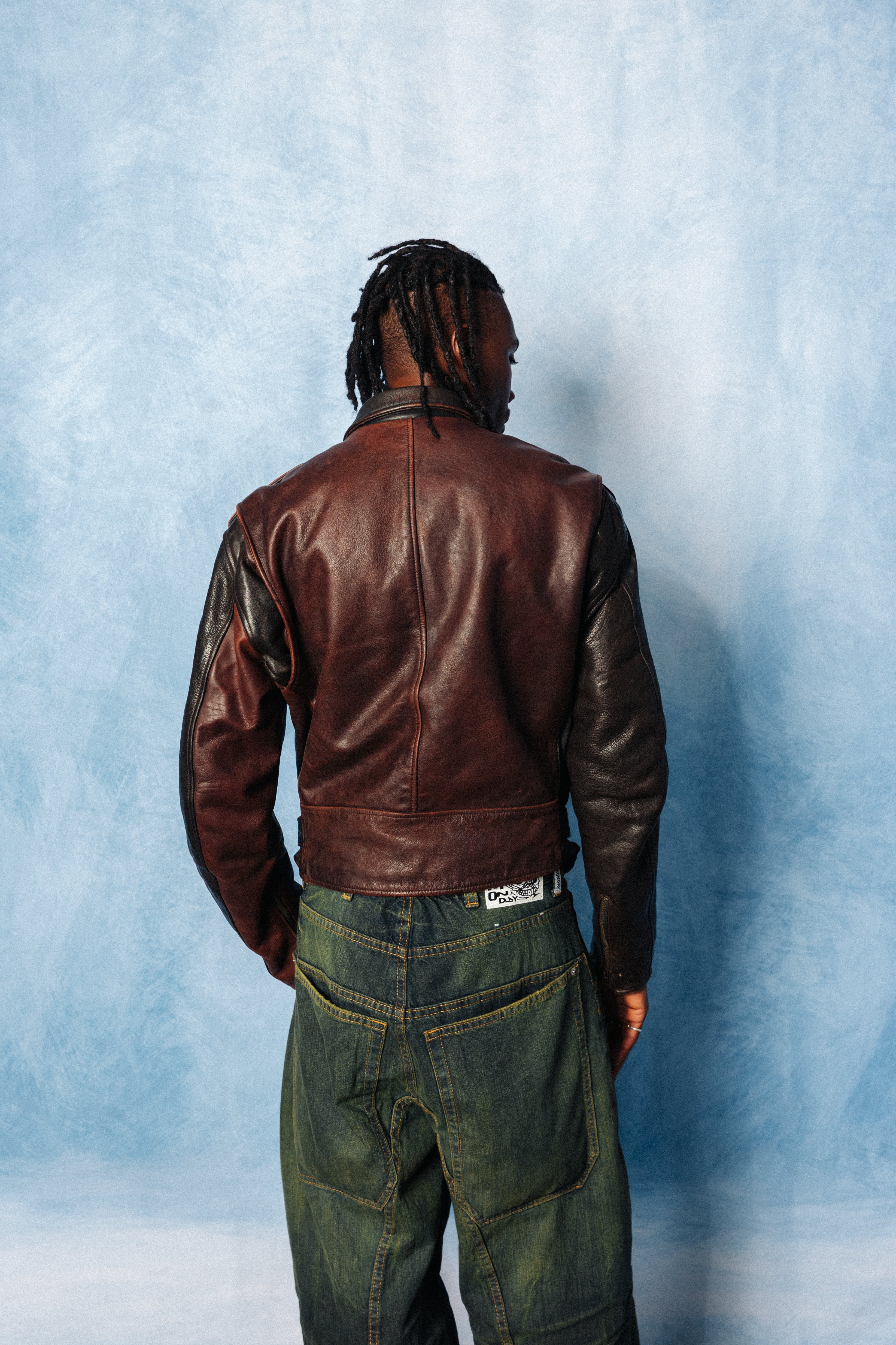 1980's Emporio Armani Brown Leather Motorcycle Jacket – Vintage