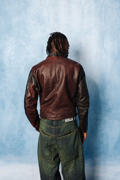 1980's Emporio Armani Brown Leather Motorcycle Jacket