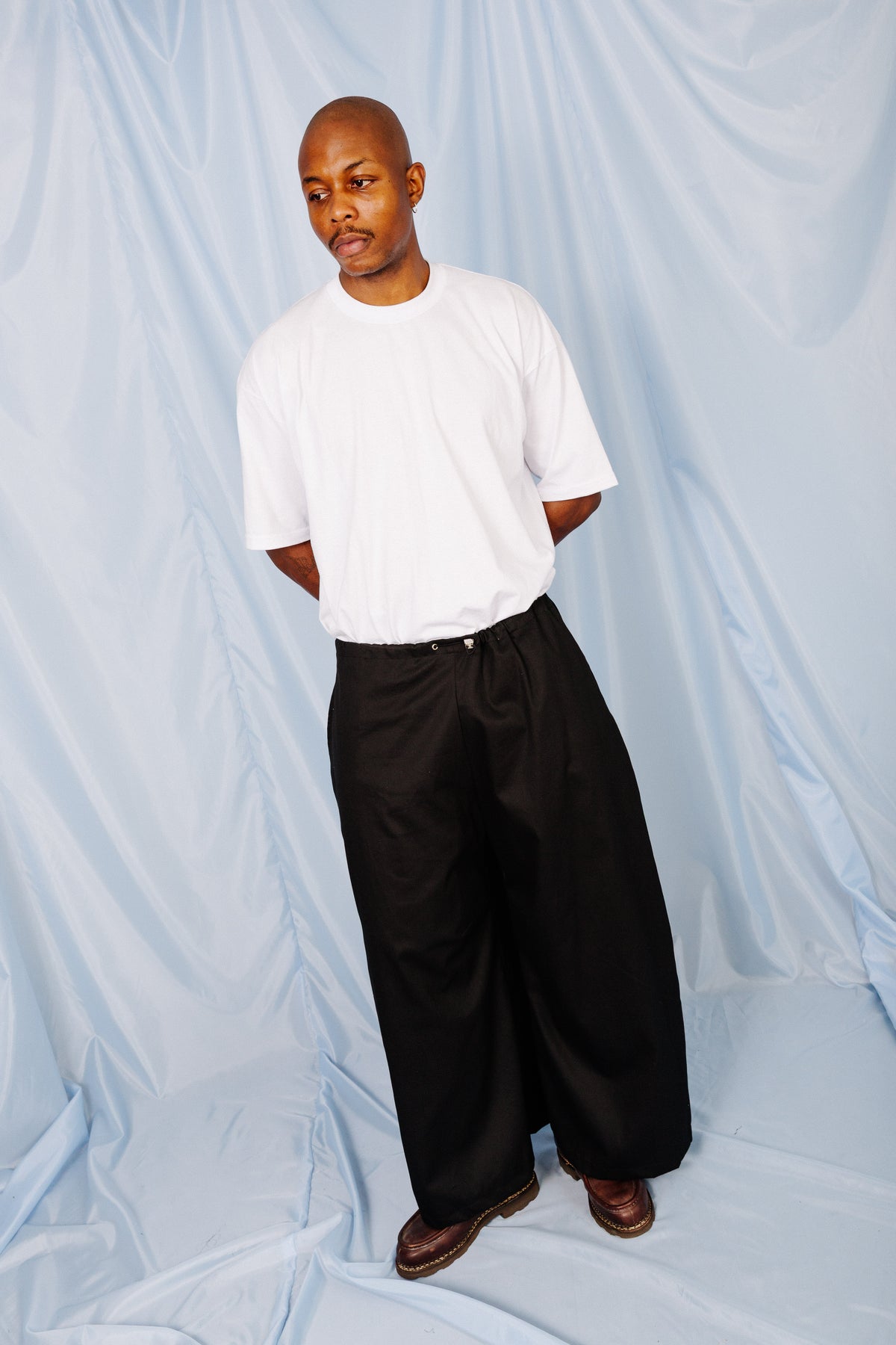 VT Rework: Oversized Cotton Twill Black Balloon Trousers
