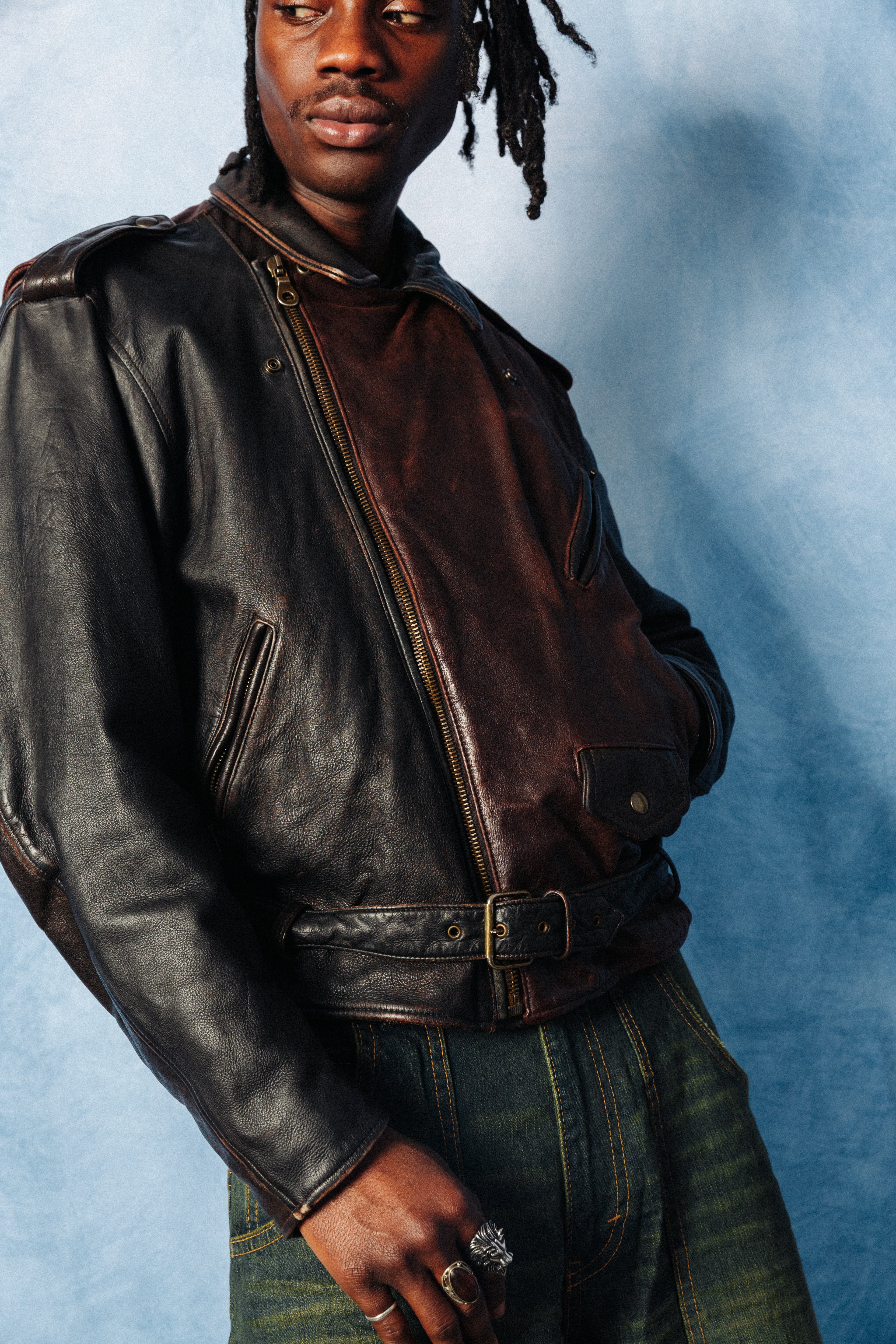 1980's Emporio Armani Brown Leather Motorcycle Jacket – Vintage