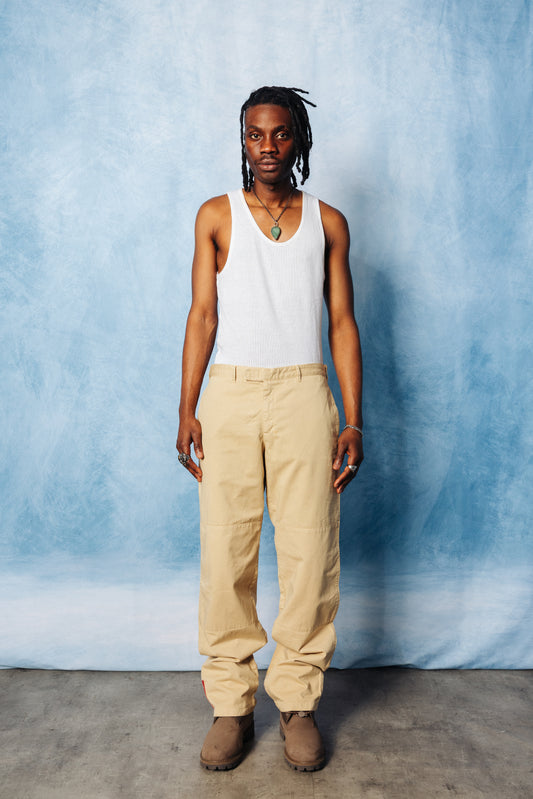 Prada Sport Beige Cotton Twill Double Knee Utility Trousers