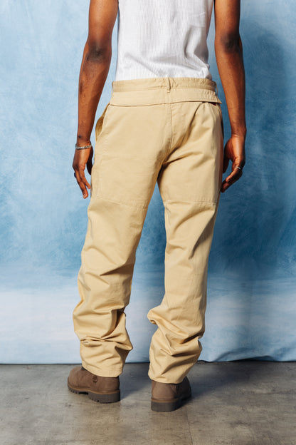 Prada Sport Beige Cotton Twill Double Knee Utility Trousers