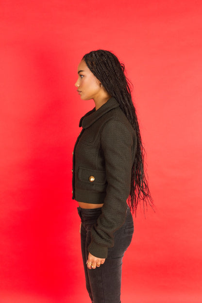 2000's D&G Cropped Tweed Button Down Blouson