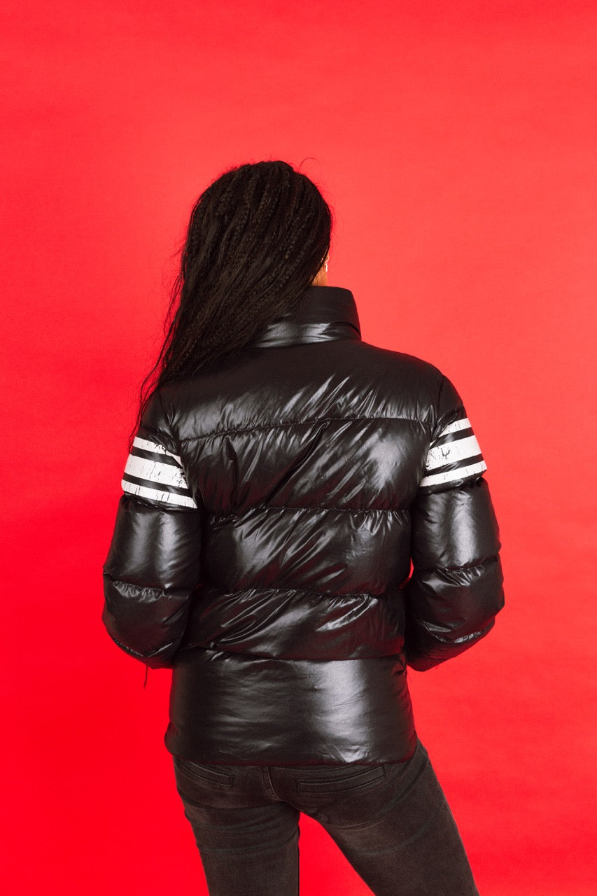 2000's Moncler Distressed Print Down Quilted Puffer Jacket