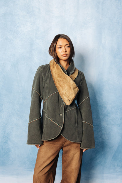 Armani Jeans Asymmetrical Raw Seam Denim Blouson