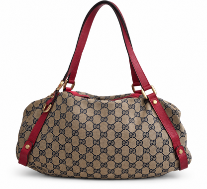 Gucci GG Red Trim Canvas Abbey Shoulder Bag