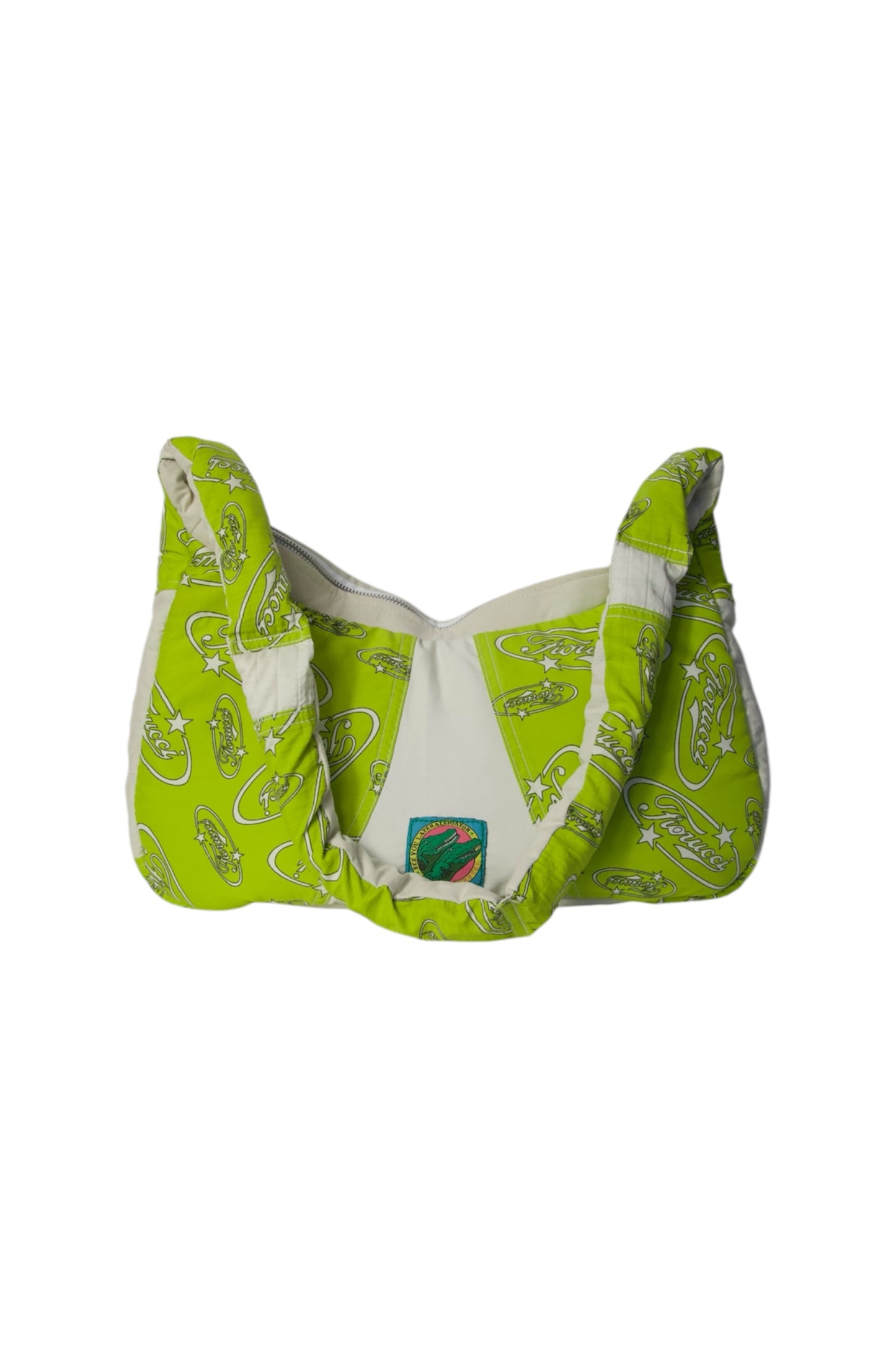 VT Rework: Fiorucci Two-Tone Logo Printed Padded Cross Body Bag