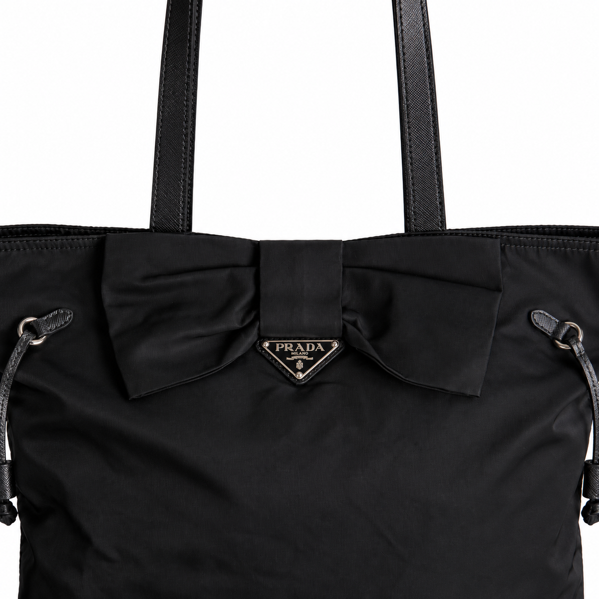 Prada Tessuto Tassled Nylon Black Tote Bag