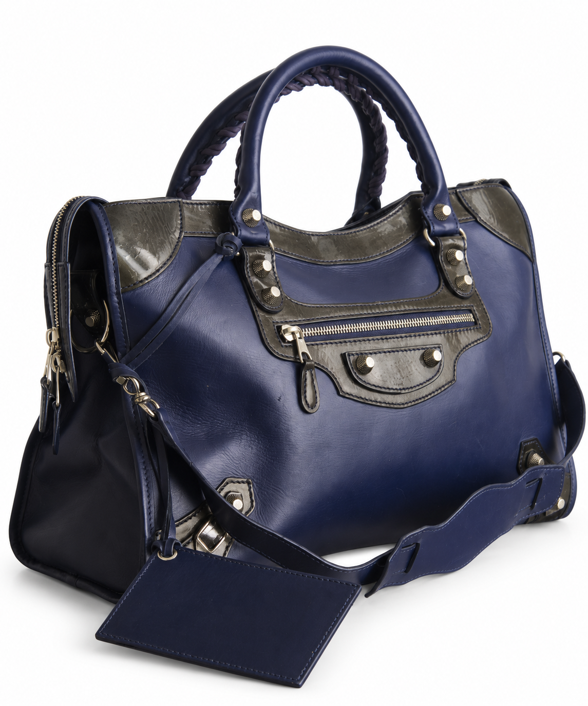 Balenciaga Navy Firm Leather City Bag