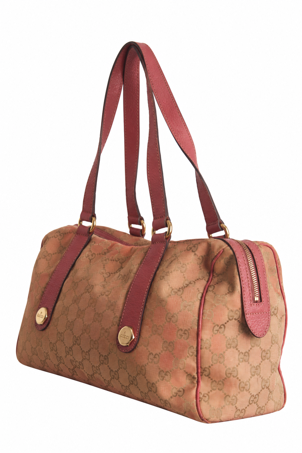 Gucci GG Monogram Canvas and Pink Leather Charmy Boston Bag