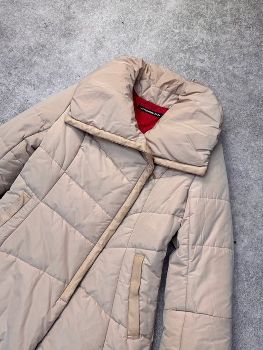 Vivienne Tam Cream Puffer Collar Quilted Jacket