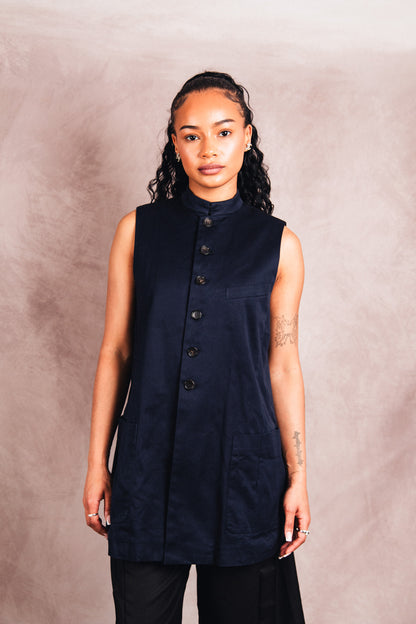 1990's Comme Des Garcons Button Down Gabardine Waistcoat