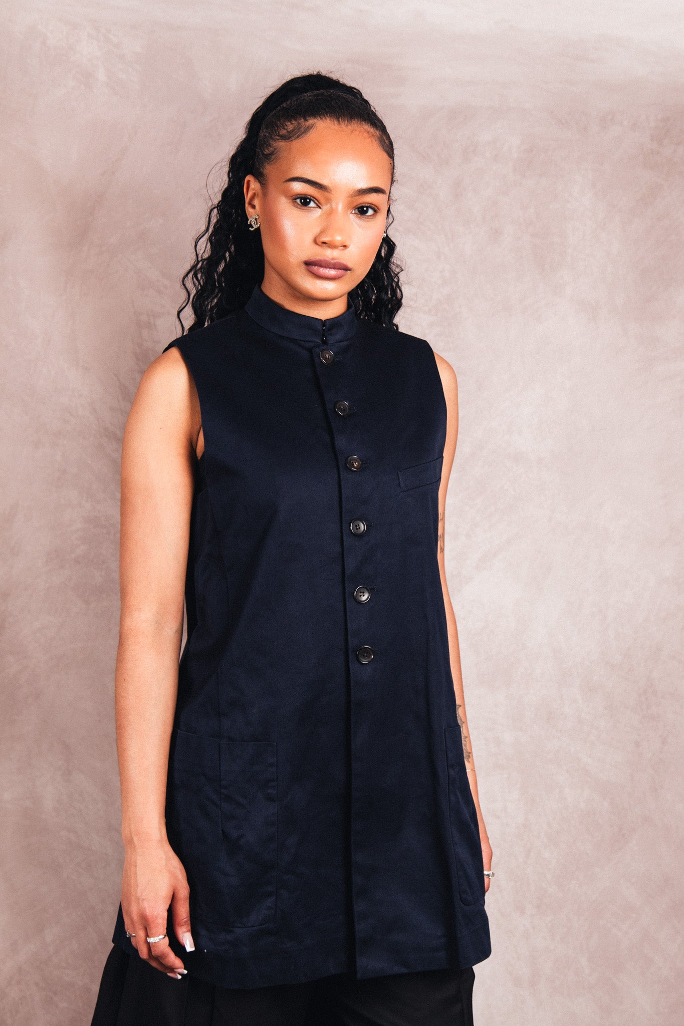 1990's Comme Des Garcons Button Down Gabardine Waistcoat