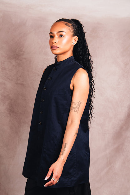 1990's Comme Des Garcons Button Down Gabardine Waistcoat