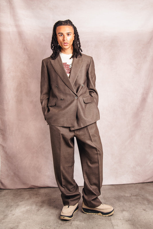 1990's Burberry Double Breasted Brown Two-Piece Suit