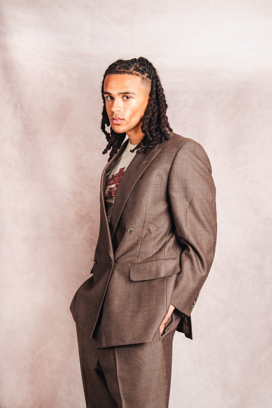 1990's Burberry Double Breasted Brown Two-Piece Suit