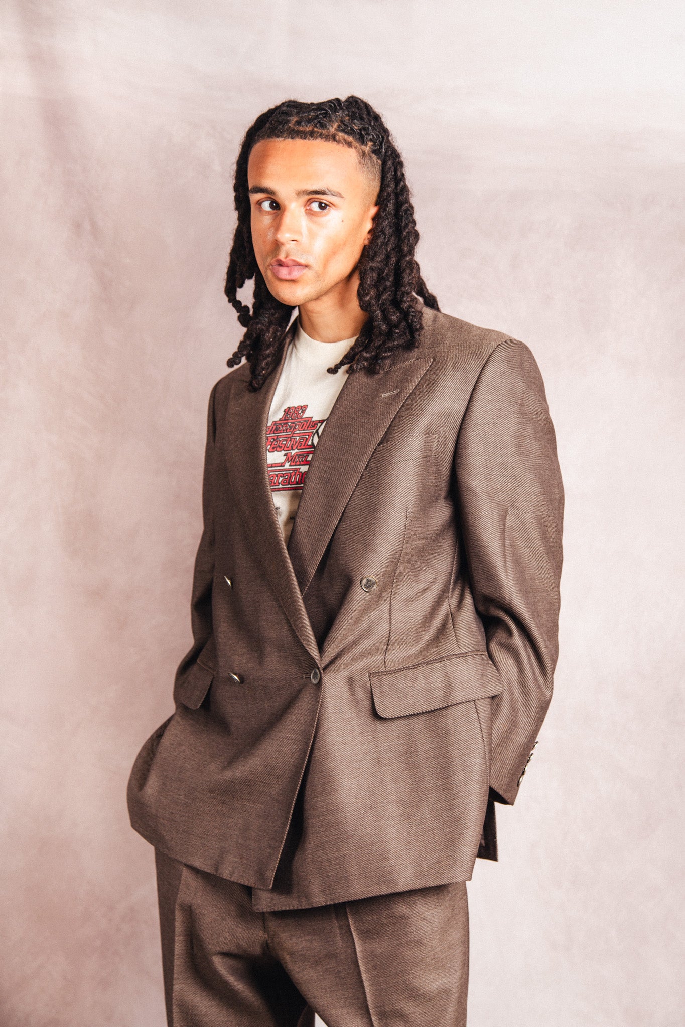 1990's Burberry Double Breasted Brown Two-Piece Suit