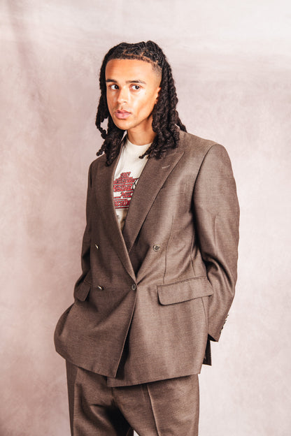 1990's Burberry Double Breasted Brown Two-Piece Suit