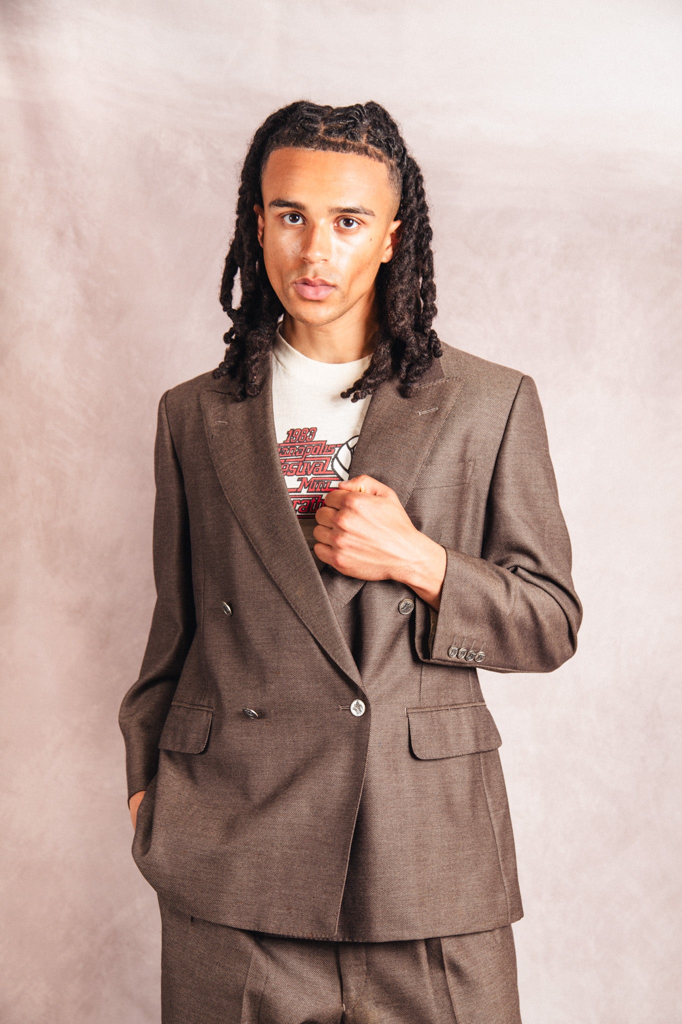 1990's Burberry Double Breasted Brown Two-Piece Suit