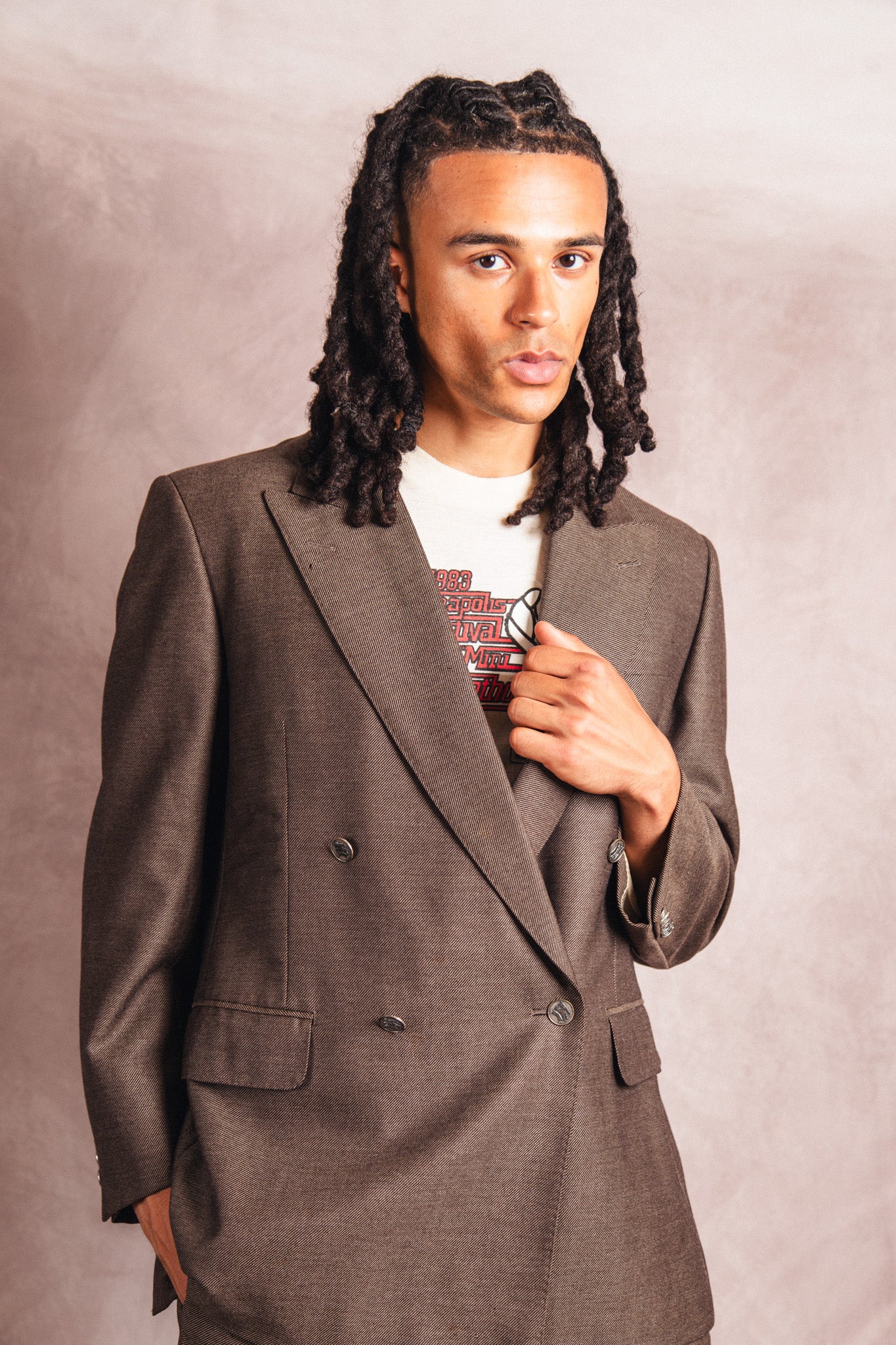 1990's Burberry Double Breasted Brown Two-Piece Suit