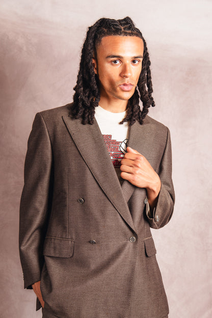 1990's Burberry Double Breasted Brown Two-Piece Suit