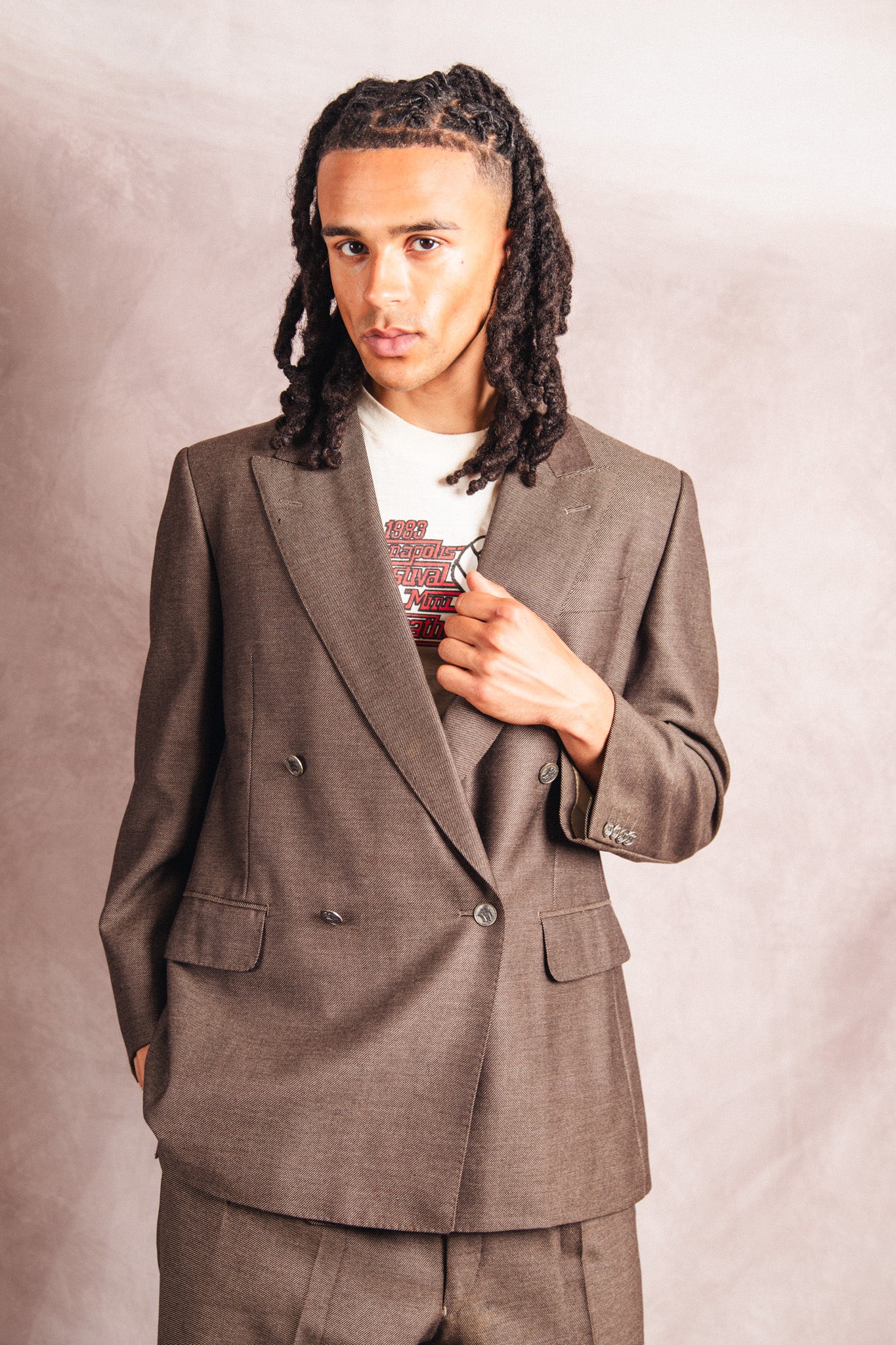 1990's Burberry Double Breasted Brown Two-Piece Suit