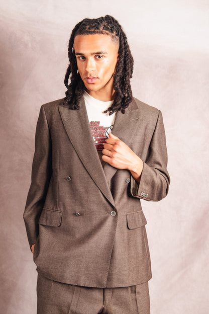 1990's Burberry Double Breasted Brown Two-Piece Suit
