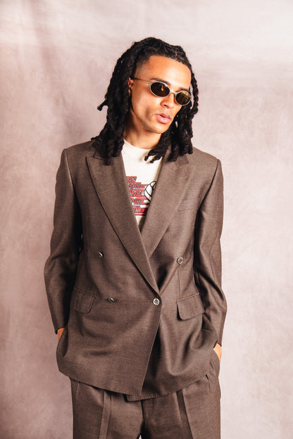 1990's Burberry Double Breasted Brown Two-Piece Suit