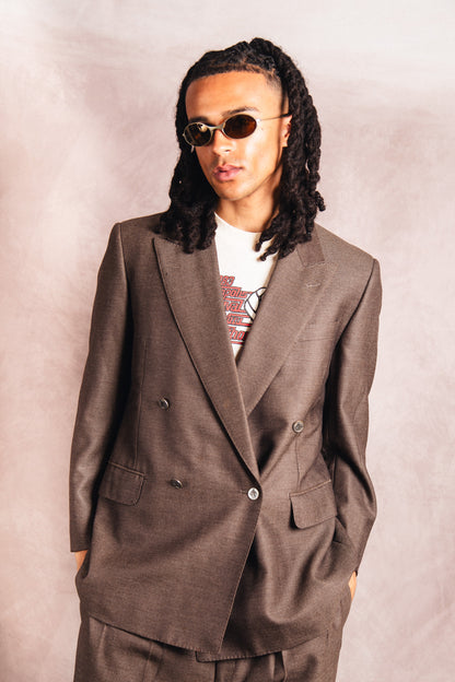 1990's Burberry Double Breasted Brown Two-Piece Suit