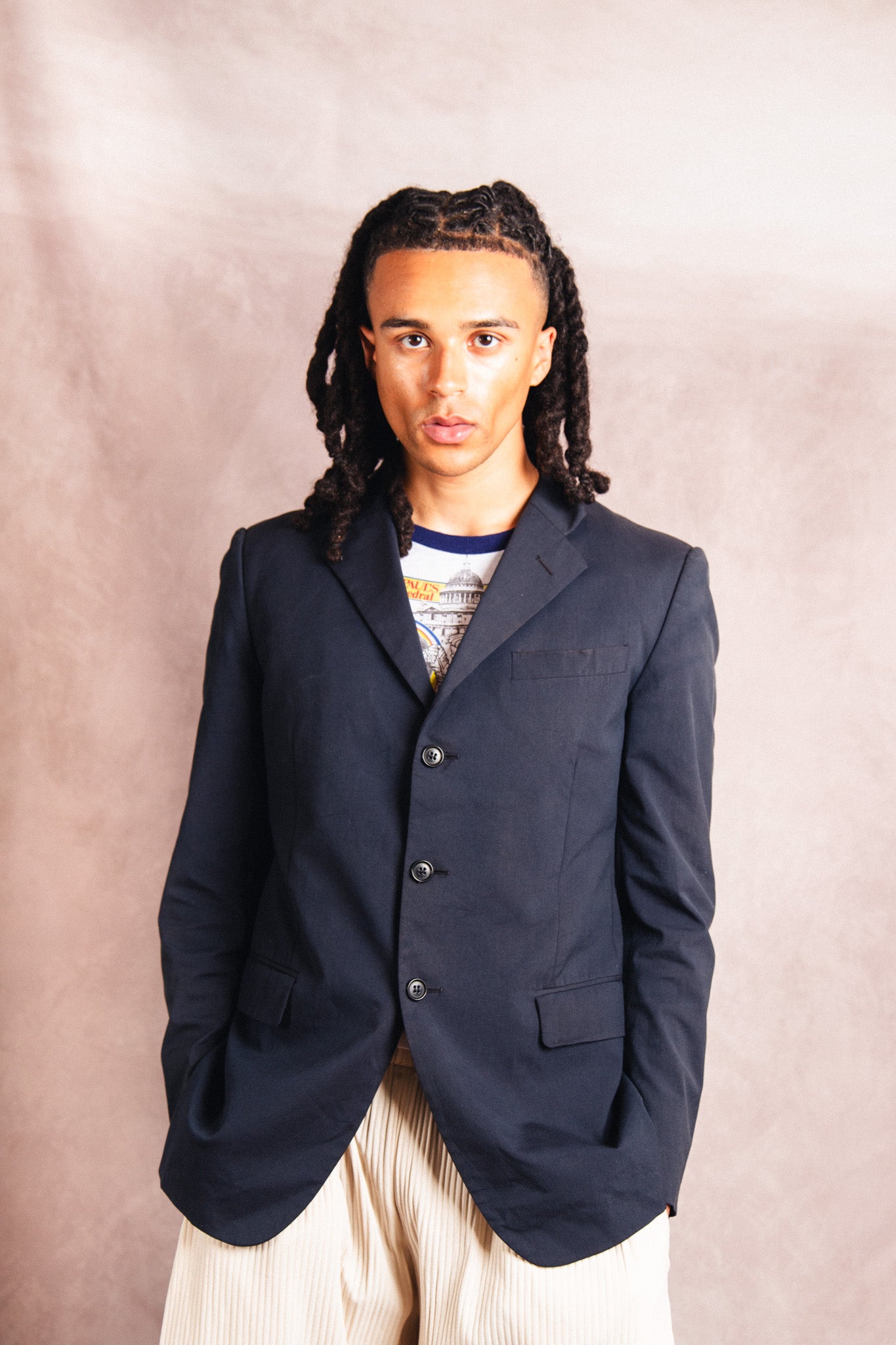 1990's Prada Navy Blue Single Breasted Blazer