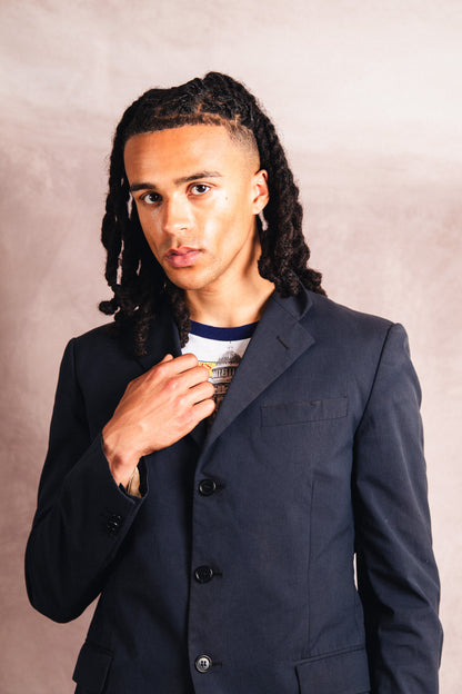 1990's Prada Navy Blue Single Breasted Blazer